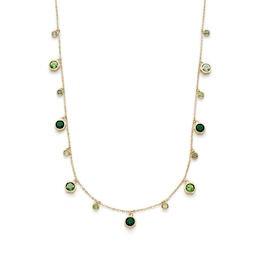 Olivia Burton Mini Droplet Women's Gold IP Necklace with Green Crystal