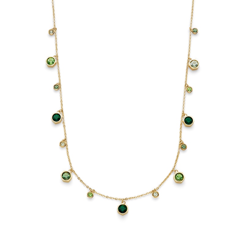 Main Image 1 of Olivia Burton Mini Droplet Women's Gold IP Necklace with Green Crystal