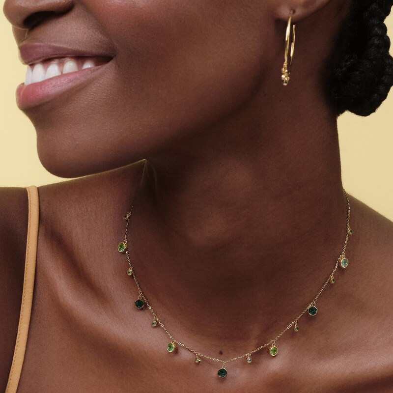 Main Image 3 of Olivia Burton Mini Droplet Women's Gold IP Necklace with Green Crystal