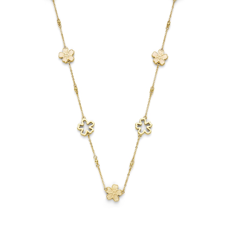 Main Image 1 of Olivia Burton Forget Me Not Gold Tone Stainless Steel Station Necklace