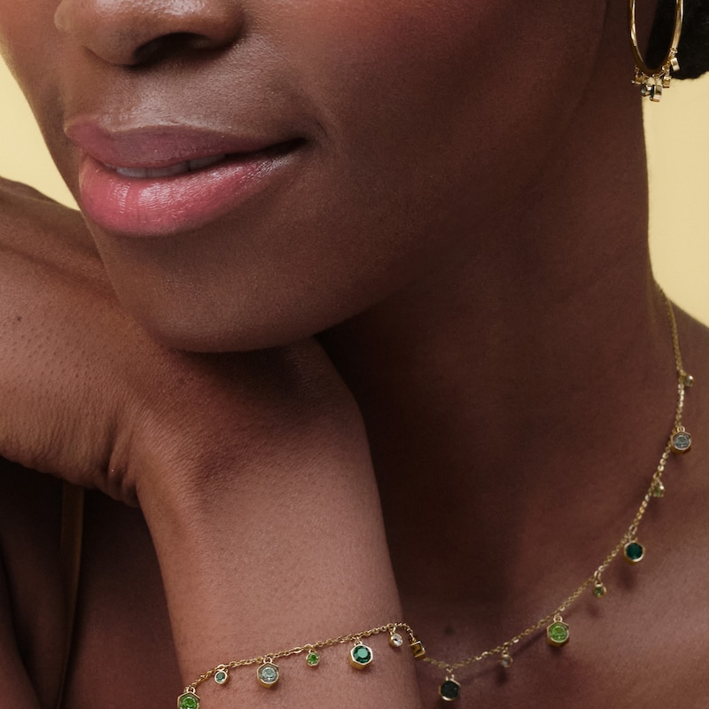 Main Image 3 of Olivia Burton Mini Droplet Women's Gold IP Bracelet with Green Crystal