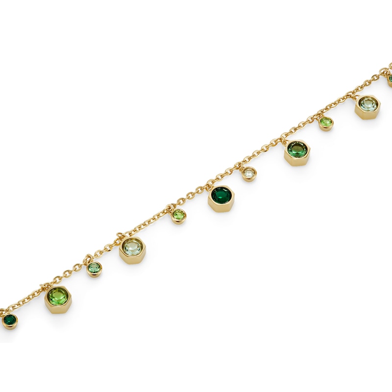 Main Image 4 of Olivia Burton Mini Droplet Women's Gold IP Bracelet with Green Crystal