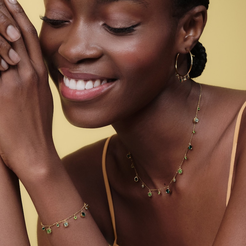 Main Image 5 of Olivia Burton Mini Droplet Women's Gold IP Bracelet with Green Crystal