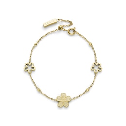 Olivia Burton Forget Me Not Gold Tone Stainless Steel Station Bracelet