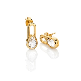 Hot Diamonds X Golden Edit Yellow Gold Plate White Topaz Solitaire Earrings