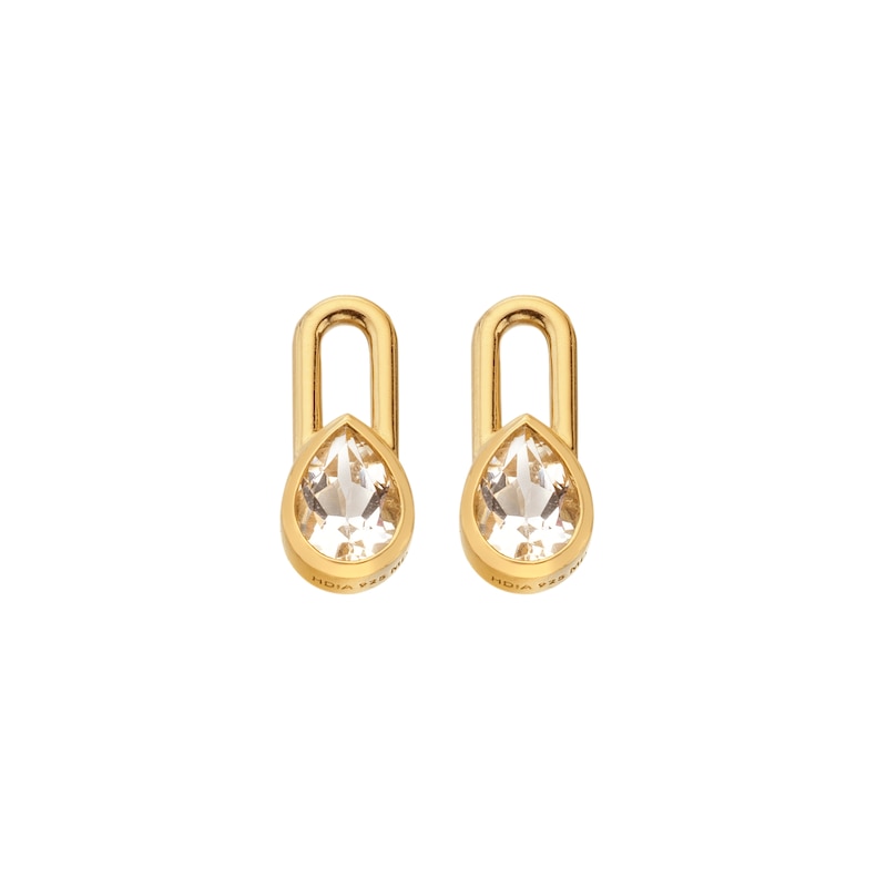 Main Image 2 of Hot Diamonds X Golden Edit Yellow Gold Plate White Topaz Solitaire Earrings