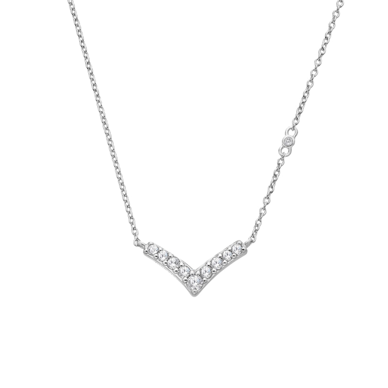 Main Image 2 of Hot Diamonds Lustre Sterling Silver & Topaz V-Shaped Necklace