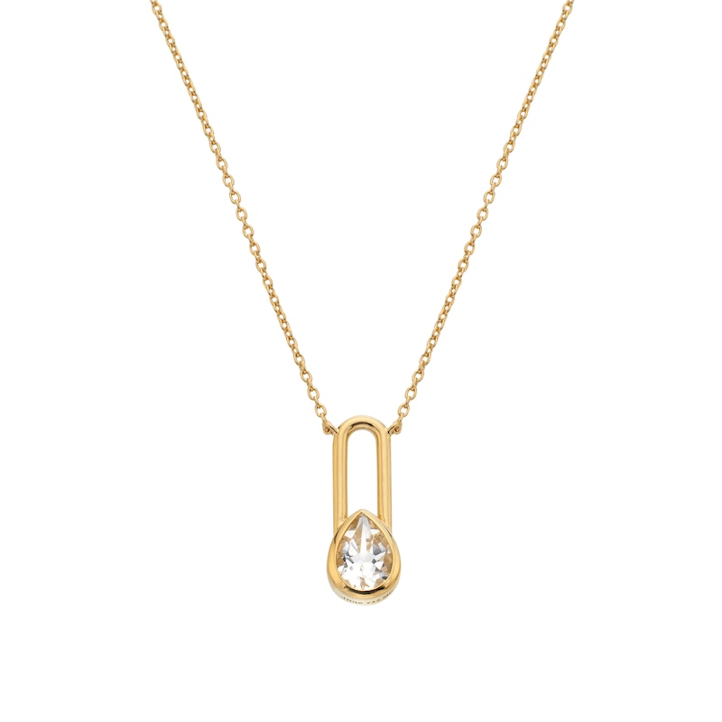 Main Image 2 of Hot Diamonds X Golden Edit Yellow Gold Plate White Topaz Solitaire Necklace