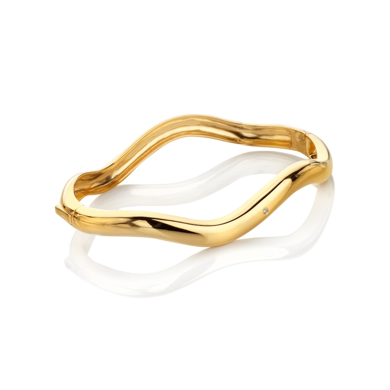 Main Image 1 of Hot Diamonds X Golden Edit Yellow Gold Plate Fiji Wave Bangle