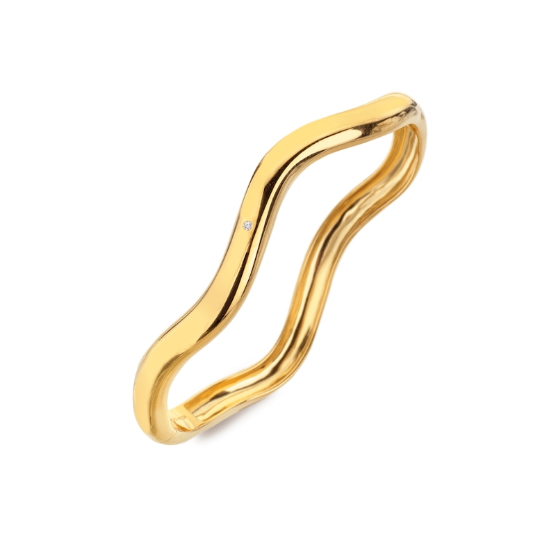 Main Image 2 of Hot Diamonds X Golden Edit Yellow Gold Plate Fiji Wave Bangle
