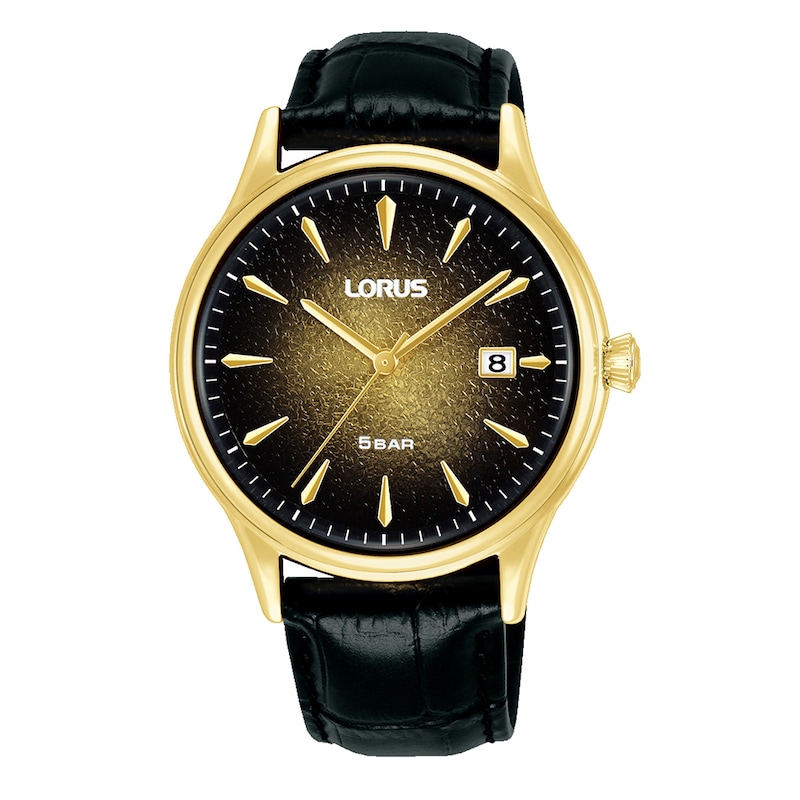 Main Image 1 of Lorus Men's Signature Champagne Dial Black Leather Strap Watch