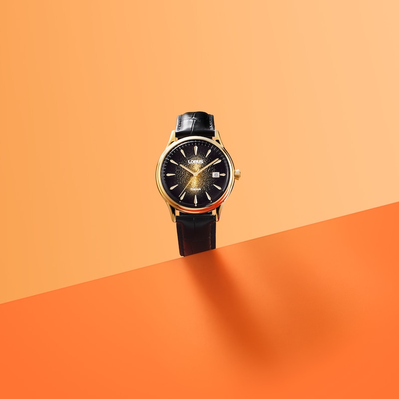 Main Image 5 of Lorus Men's Signature Champagne Dial Black Leather Strap Watch