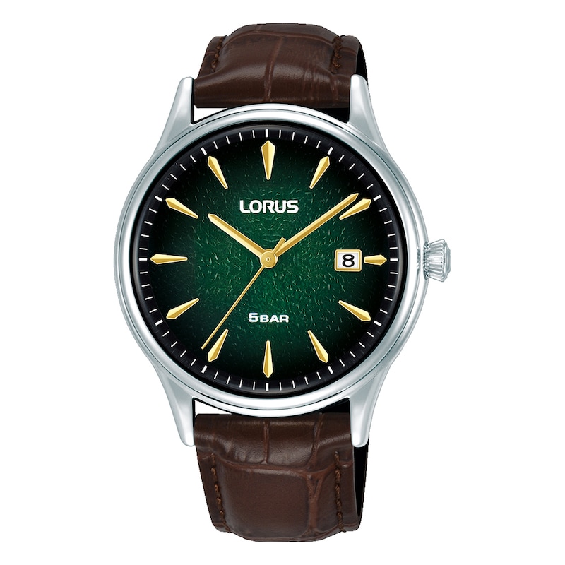 Main Image 1 of Lorus Men's Signature Green Dial Brown Leather Strap Watch