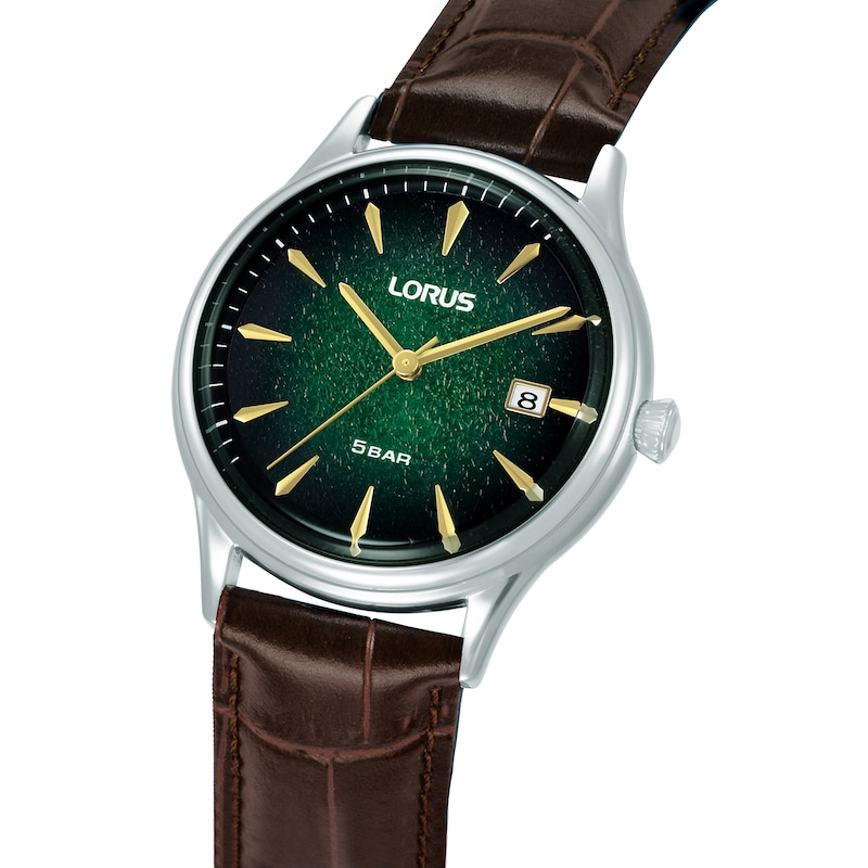 Main Image 2 of Lorus Men's Signature Green Dial Brown Leather Strap Watch