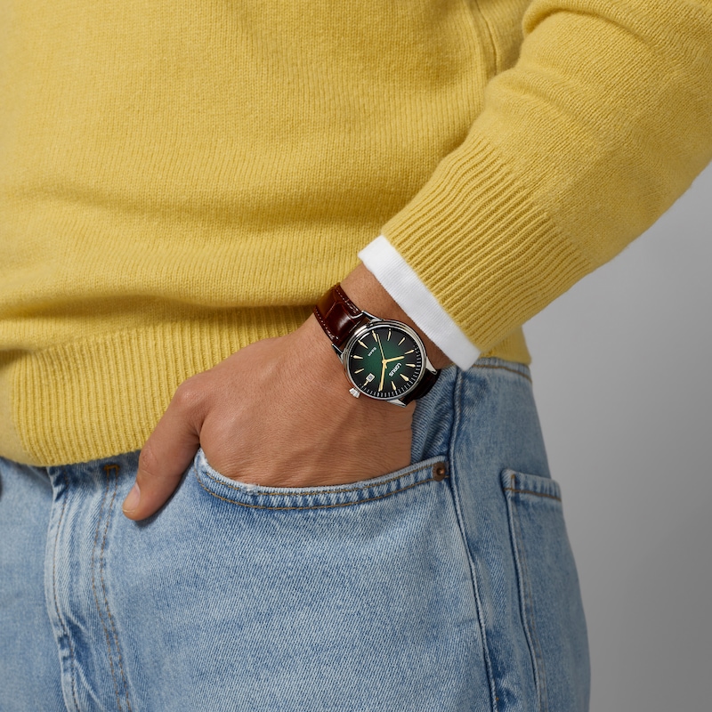 Main Image 3 of Lorus Men's Signature Green Dial Brown Leather Strap Watch