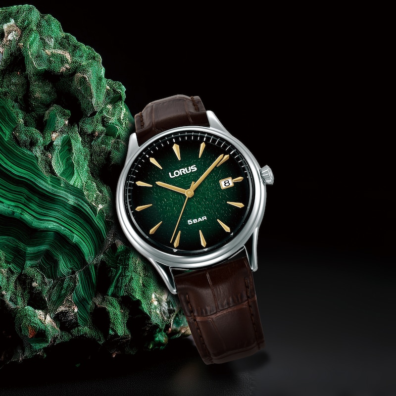 Main Image 5 of Lorus Men's Signature Green Dial Brown Leather Strap Watch