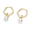 Thumbnail Image 2 of Sterling Silver Yellow Gold Plated Synthetic Pearl Charm Hoop Earrings