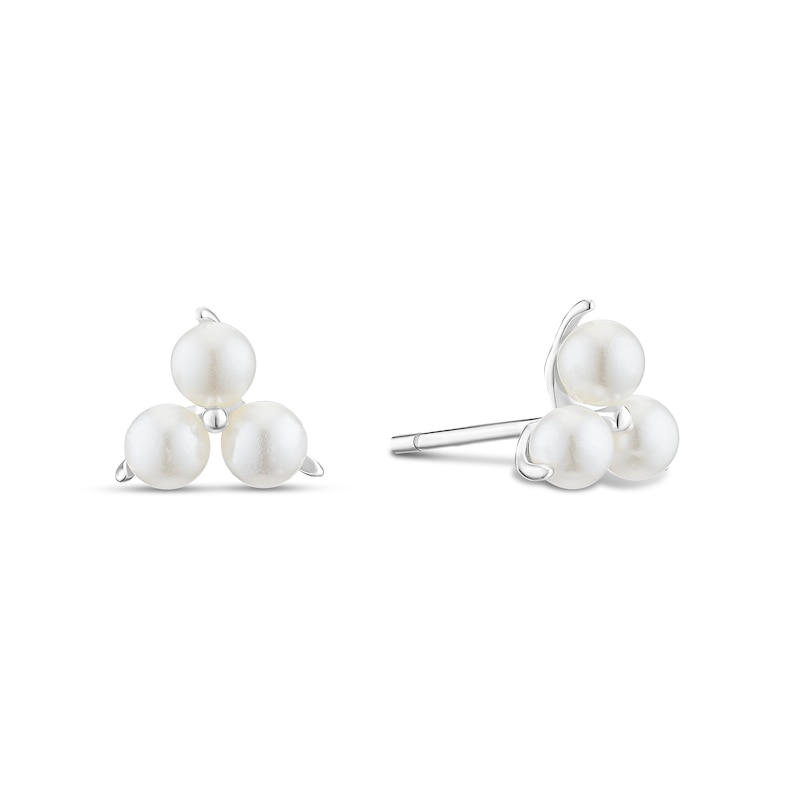 Main Image 1 of Sterling Silver Trio Simulated Pearl Stud Earrings
