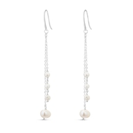 Sterling Silver Freshwater Pearl Cascading Chain Earrings