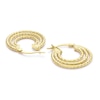 Thumbnail Image 2 of Sterling Silver Yellow Gold Plated Triple Diamond Cut Tube Hoop Earrings 20mm