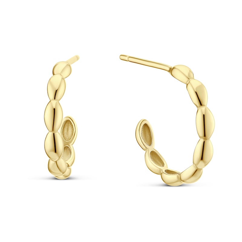 Main Image 1 of Sterling Silver Yellow Gold Plated Seed Half Hoop Earrings