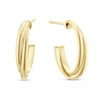 Thumbnail Image 1 of Sterling Silver Yellow Gold Plated Crossover Half Hoop Earrings