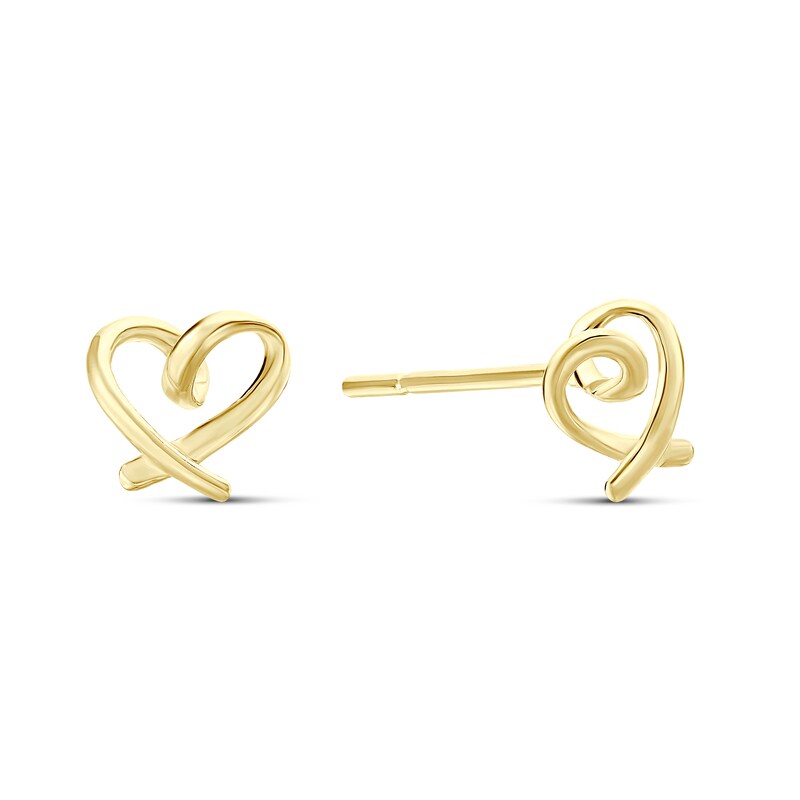 Main Image 1 of Sterling Silver Yellow Gold Plated Open Heart Stud Earrings