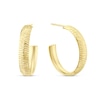 Thumbnail Image 1 of Sterling Silver Yellow Gold Plated Textured Half Hoop Earrings