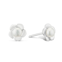 Children's Sterling Silver Freshwater Pearl Flower Stud Earrings