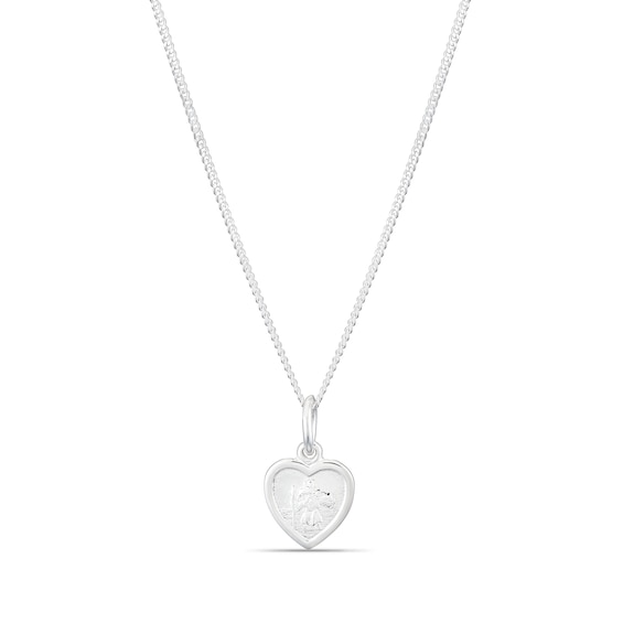 Children's Sterling Silver St. Christopher Heart Pendant