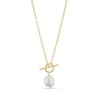 Thumbnail Image 1 of Sterling Silver Yellow Gold Plated Freshwater Pearl T Bar Necklace
