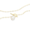 Thumbnail Image 3 of Sterling Silver Yellow Gold Plated Freshwater Pearl T Bar Necklace