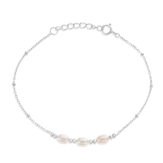Sterling Silver Trio Freshwater Pearl Beaded Station
