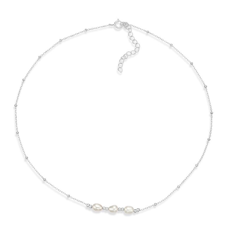 Main Image 2 of Sterling Silver Trio Freshwater Pearl Beaded Station Necklace