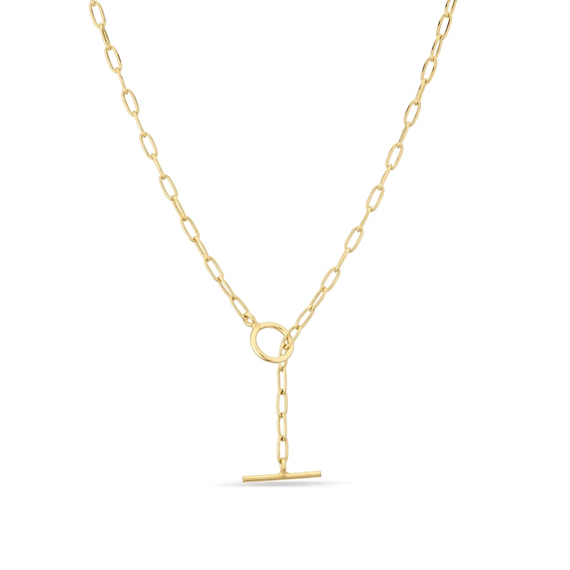 Main Image 1 of Sterling Silver Yellow Gold Plated T Bar Chain Necklace