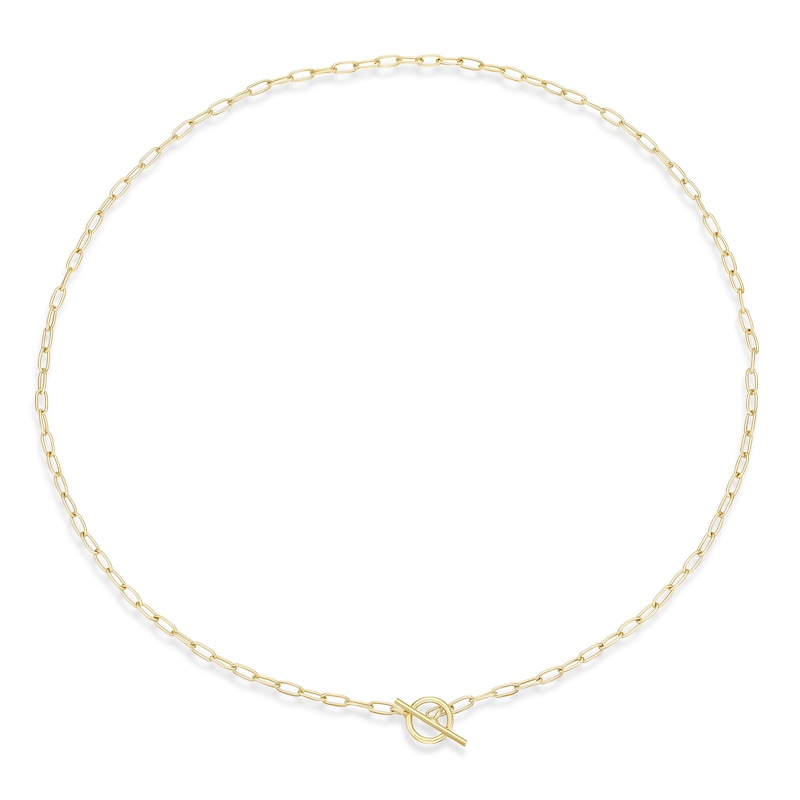 Main Image 2 of Sterling Silver Yellow Gold Plated T Bar Chain Necklace