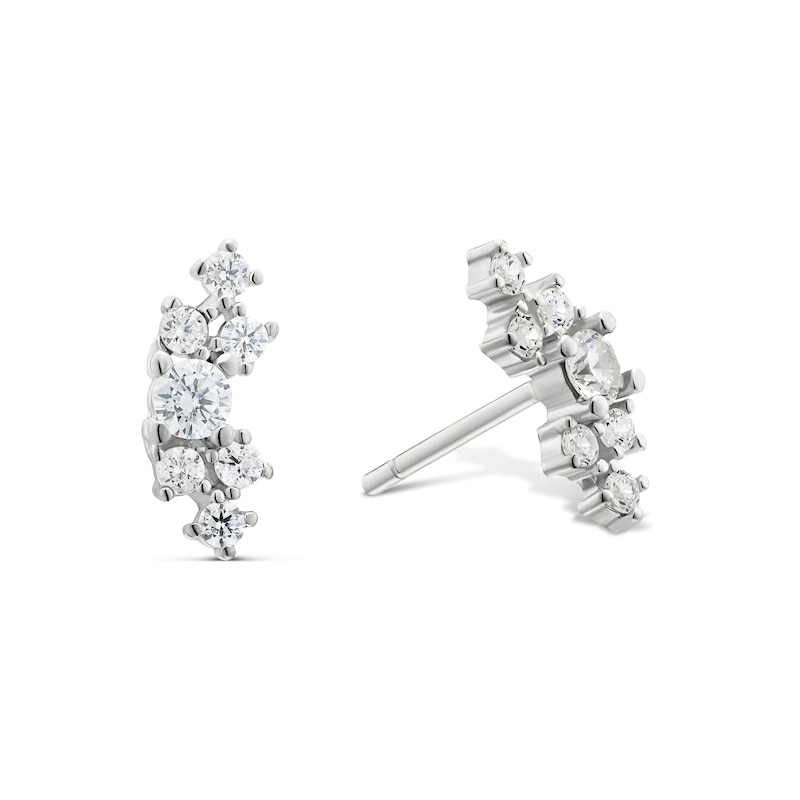 Main Image 1 of Sterling Silver Cubic Zirconia Climber Stud Earrings