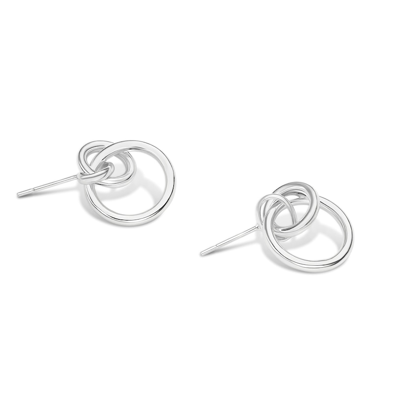 Main Image 2 of Sterling Silver Double Circle Link Stud Earrings