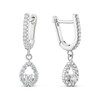 Thumbnail Image 1 of Sterling Silver Cubic Zirconia Pear Shape Drop Hoop Earrings