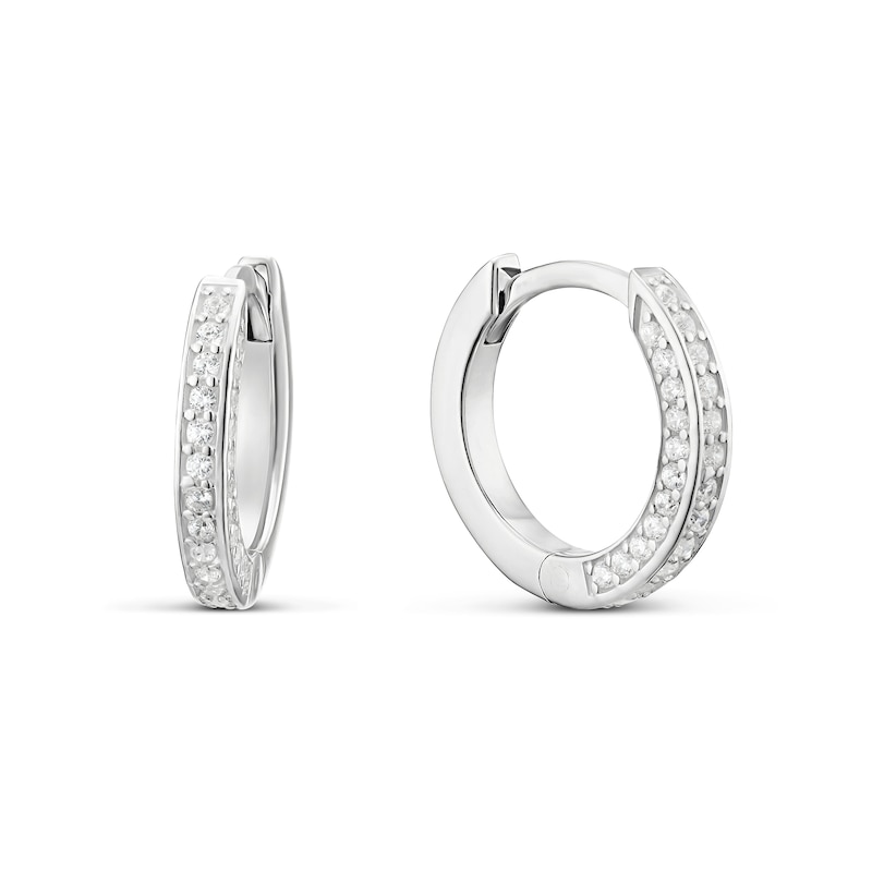 Main Image 1 of Sterling Silver Cubic Zirconia Huggie Hoop Earrings