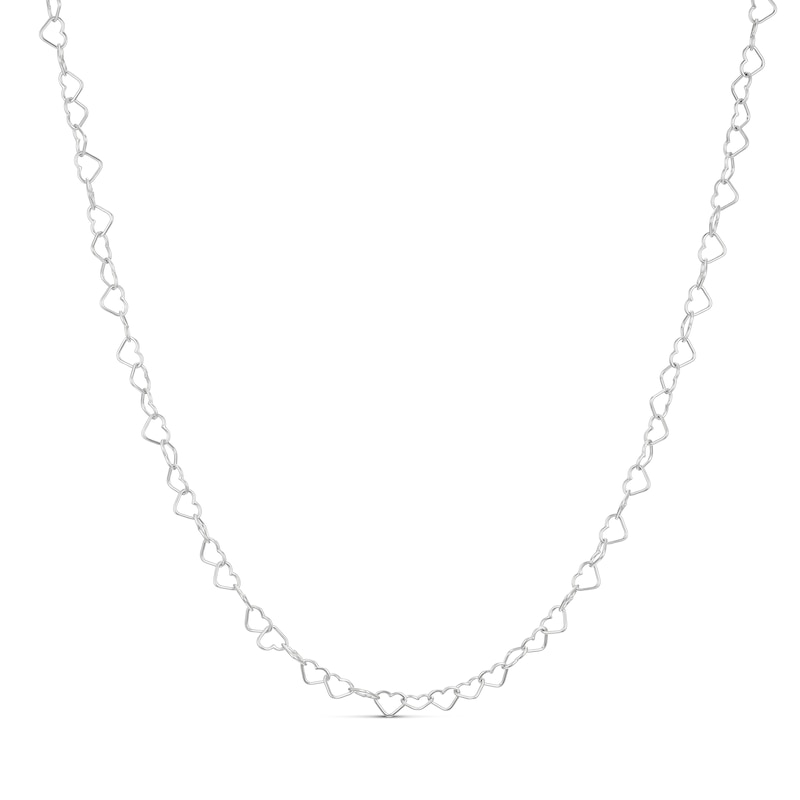 Main Image 1 of Sterling Silver Multi Heart Link Necklace