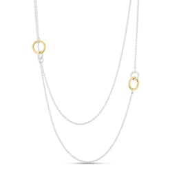 Sterling Silver & Yellow Gold Plated Linked Circle Layered Necklace