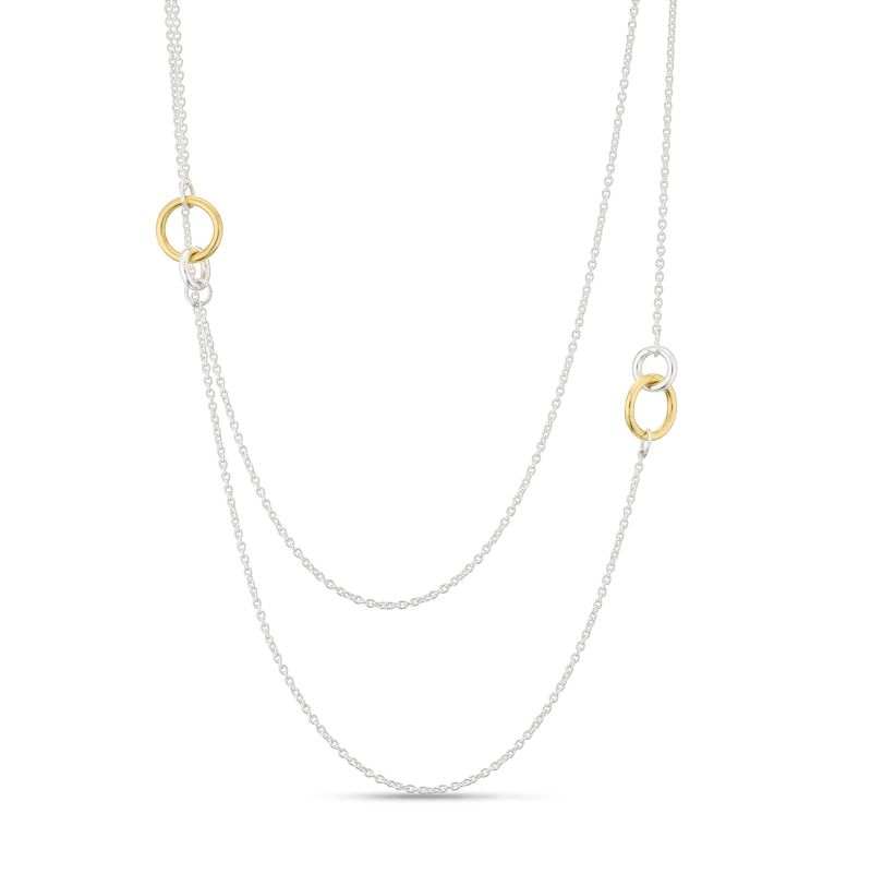 Main Image 1 of Sterling Silver & Yellow Gold Plated Linked Circle Layered Necklace