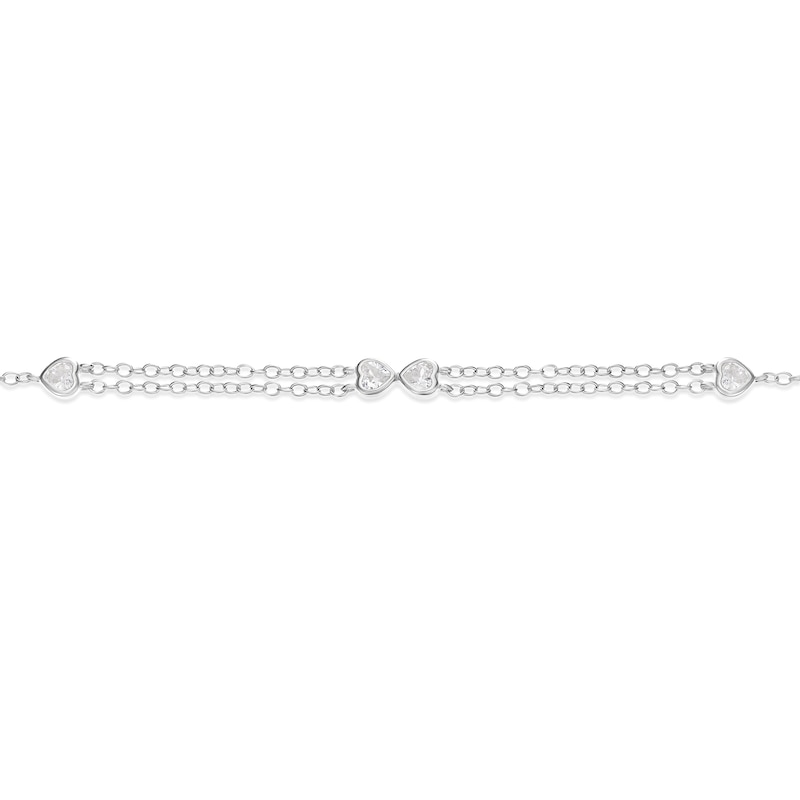 Main Image 2 of Sterling Silver Cubic Zirconia Double Heart Infinity Bracelet