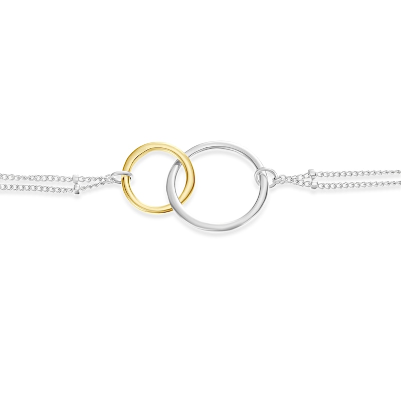 Main Image 2 of Sterling Silver & Yellow Gold Plated Linked Circle Beaded Chain Bracelet