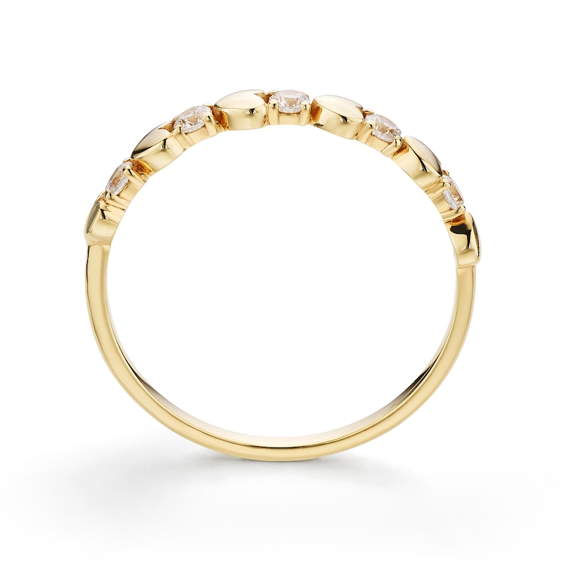 Main Image 3 of 9ct Yellow Gold Cubic Zirconia & Heart Station Ring