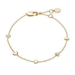 Fossil Women's Sutton Heartbeat Gold Tone Brass Station Bracelet