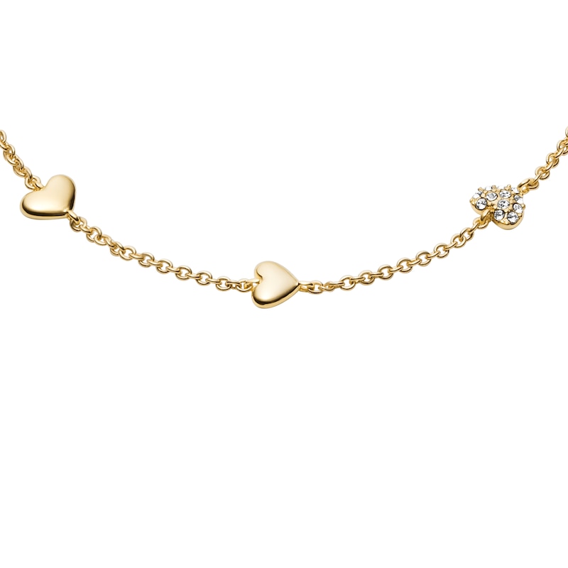 Main Image 2 of Fossil Women's Sutton Heartbeat Gold Tone Brass Station Bracelet