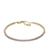 Thumbnail Image 1 of Fossil Women's Ellis Pavé Glitz Amethyst Color Gold Tone Brass Tennis Chain Bracelet