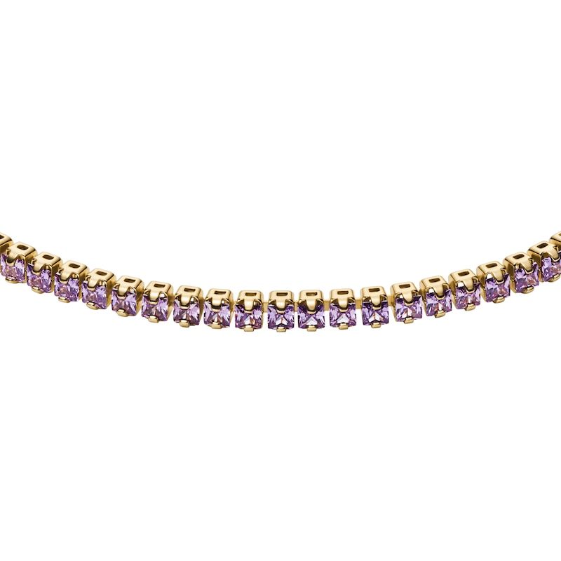Main Image 2 of Fossil Women's Ellis Pavé Glitz Amethyst Color Gold Tone Brass Tennis Chain Bracelet